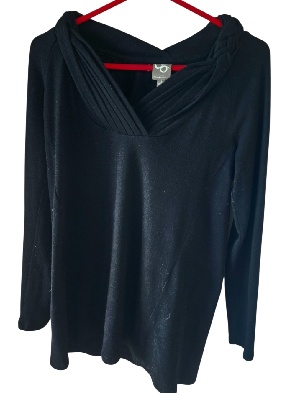 Anthropologie One September Braided Cowl Neck Tunic Top Black Small